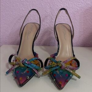 Betsey Johnson Colorful Beaded Slingback Heels